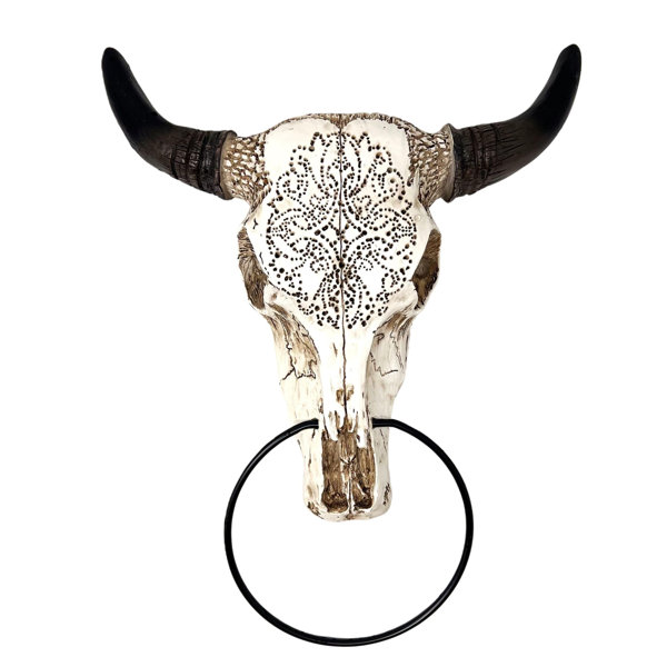 Decor Idea Western Tooled Bull Skull Head Towel Ring Holder Wayfair